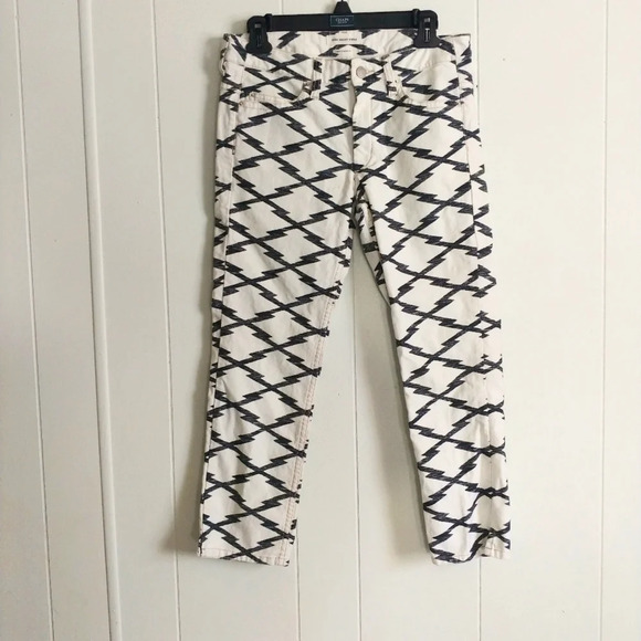 Isabel Marant Etoile Nessa Ikatprint Cropped Jeans Black/ White - Picture 1 of 9